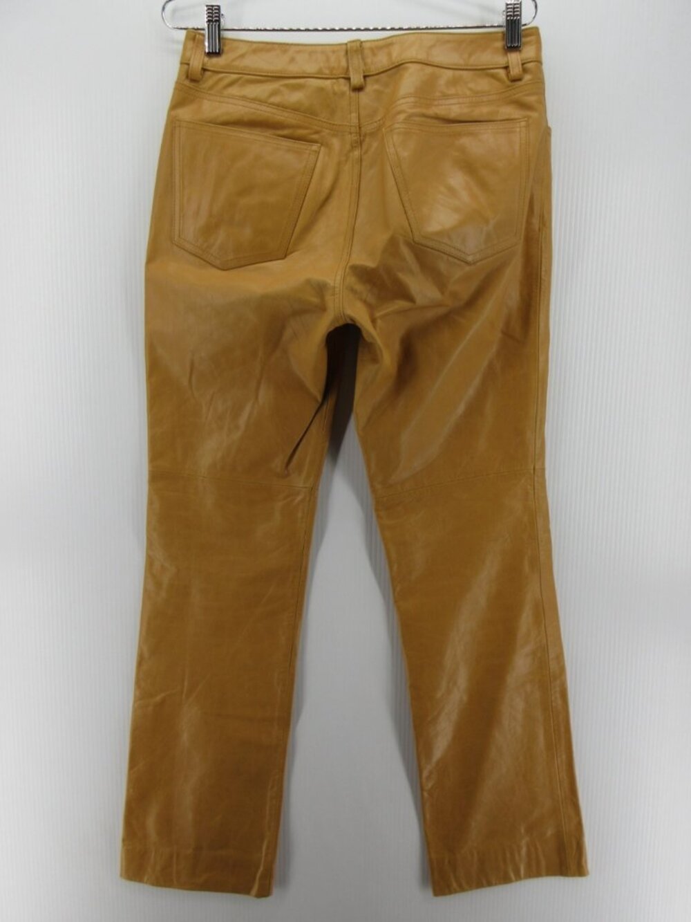 VINTAGE Gap Pants 6 Camel Genuine Leather Bootcut Y2K Trousers * - Picture 9 of 11
